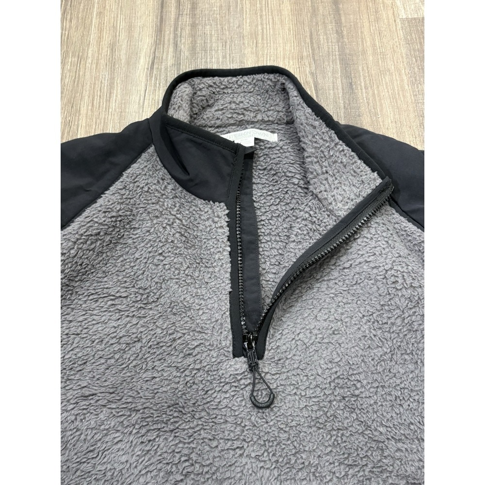 Outerknown Active Sherpa 1/4 Zip Hoodie Pullover Gray Black Size Medium‎